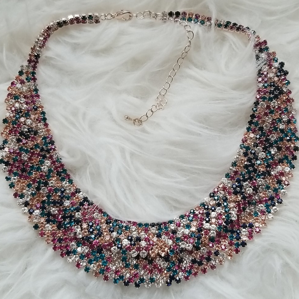 Multi-color collar statement necklace